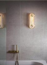 Obvara Alabaster Wall Sconce with Brass Accents