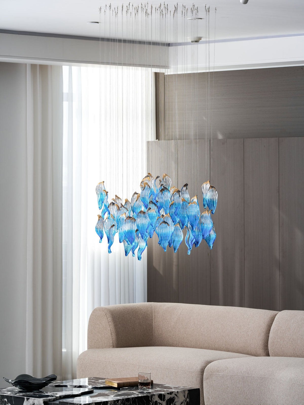 Ocean Drift Hand-Blown Glass Chandelier for Modern Interiors