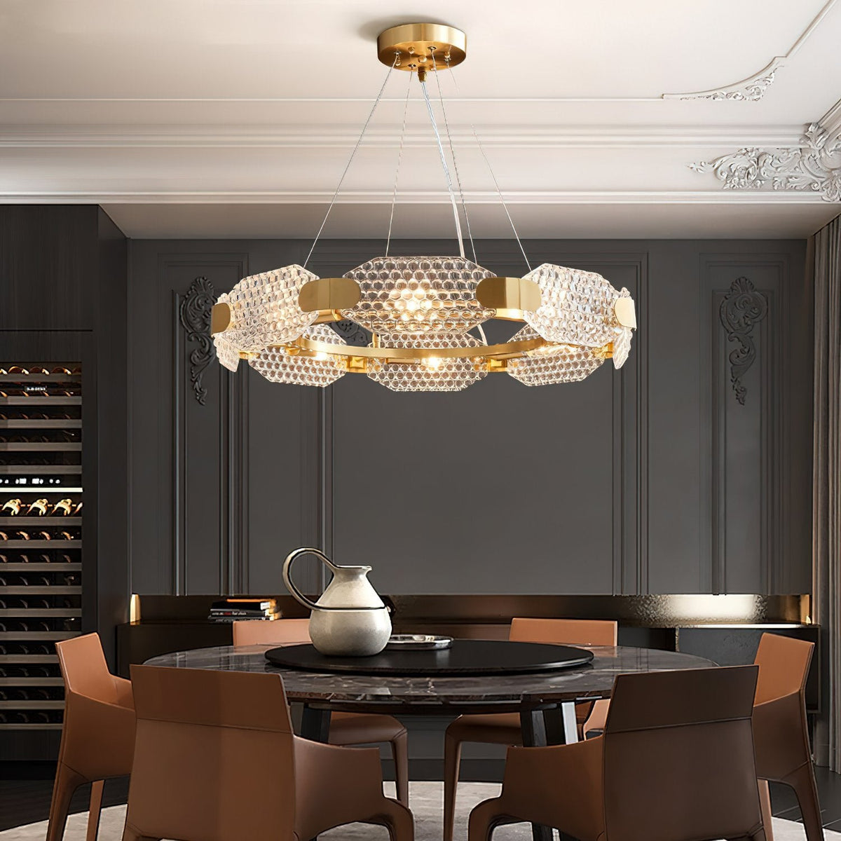 Octagonal Glass Chandelier