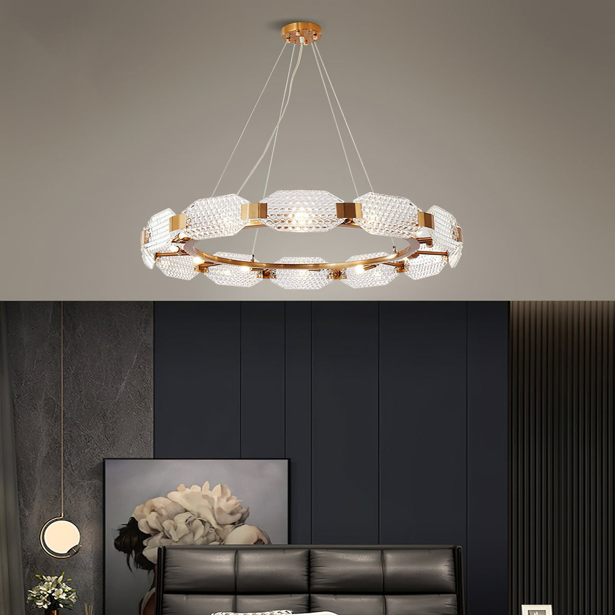 Octagonal Glass Chandelier