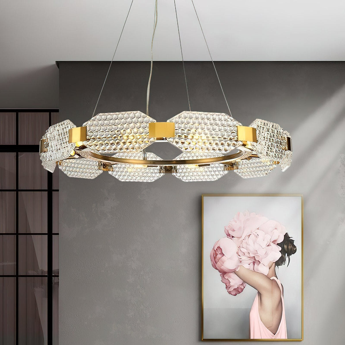 Octagonal Glass Chandelier