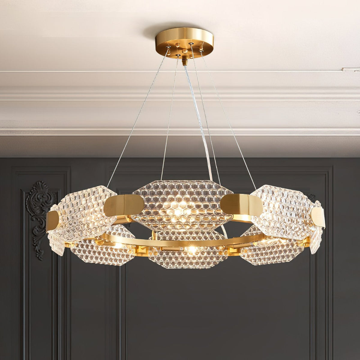 Octagonal Glass Chandelier