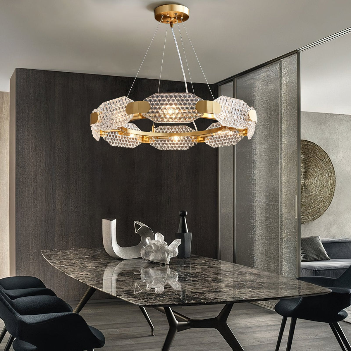 Octagonal Glass Chandelier