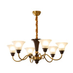 Octavia Modern Wood and Glass Chandelier, Eight-Light Gold Accent Pendant for Dining Room and Living Room