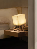 Octavia Sculptural Alabaster Table Lamp with Wooden Base