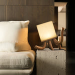 Octavia Sculptural Alabaster Table Lamp with Wooden Base