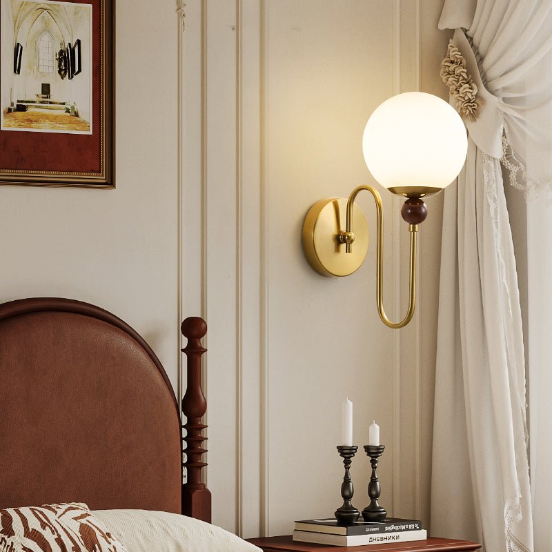 Odette Loop Wall Sconce – Modern Brass & Glass Wall Light for Bedroom, Living Room