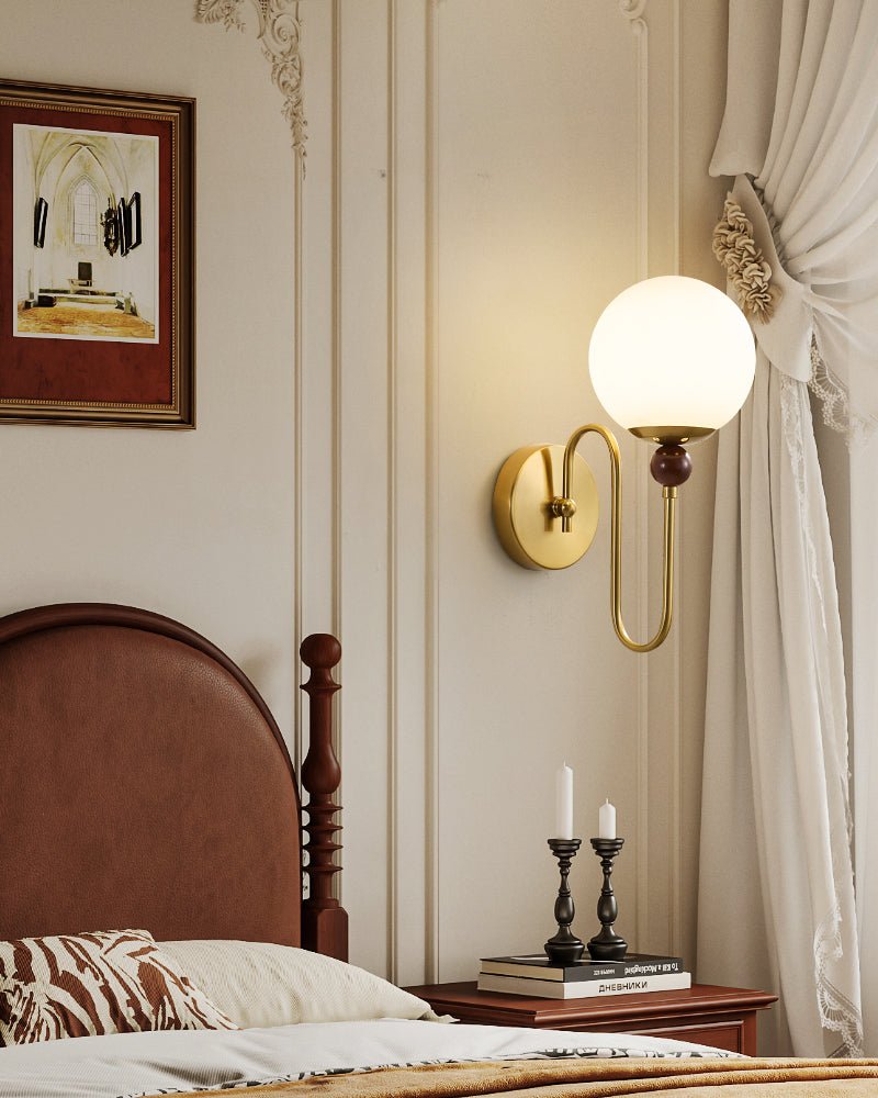 Odette Loop Wall Sconce – Modern Brass & Glass Wall Light for Bedroom, Living Room