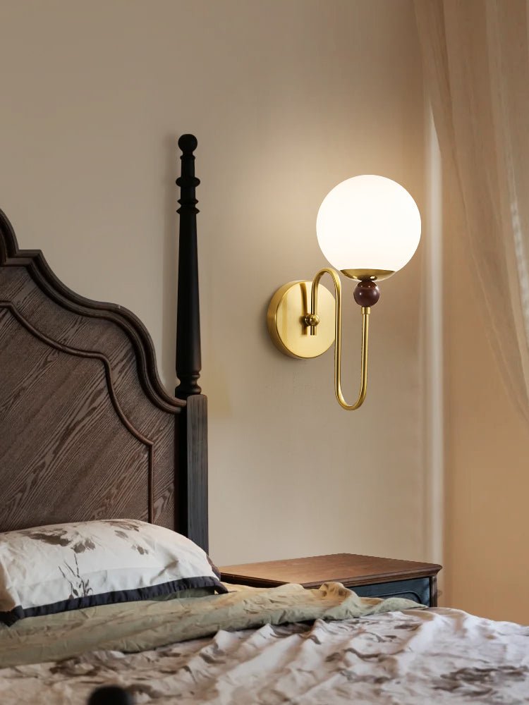 Odette Loop Wall Sconce – Modern Brass & Glass Wall Light for Bedroom, Living Room