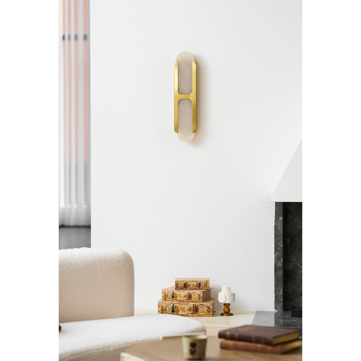 Odin Alabaster Wall Sconce in Brushed Brass | Modern Wall Lighting