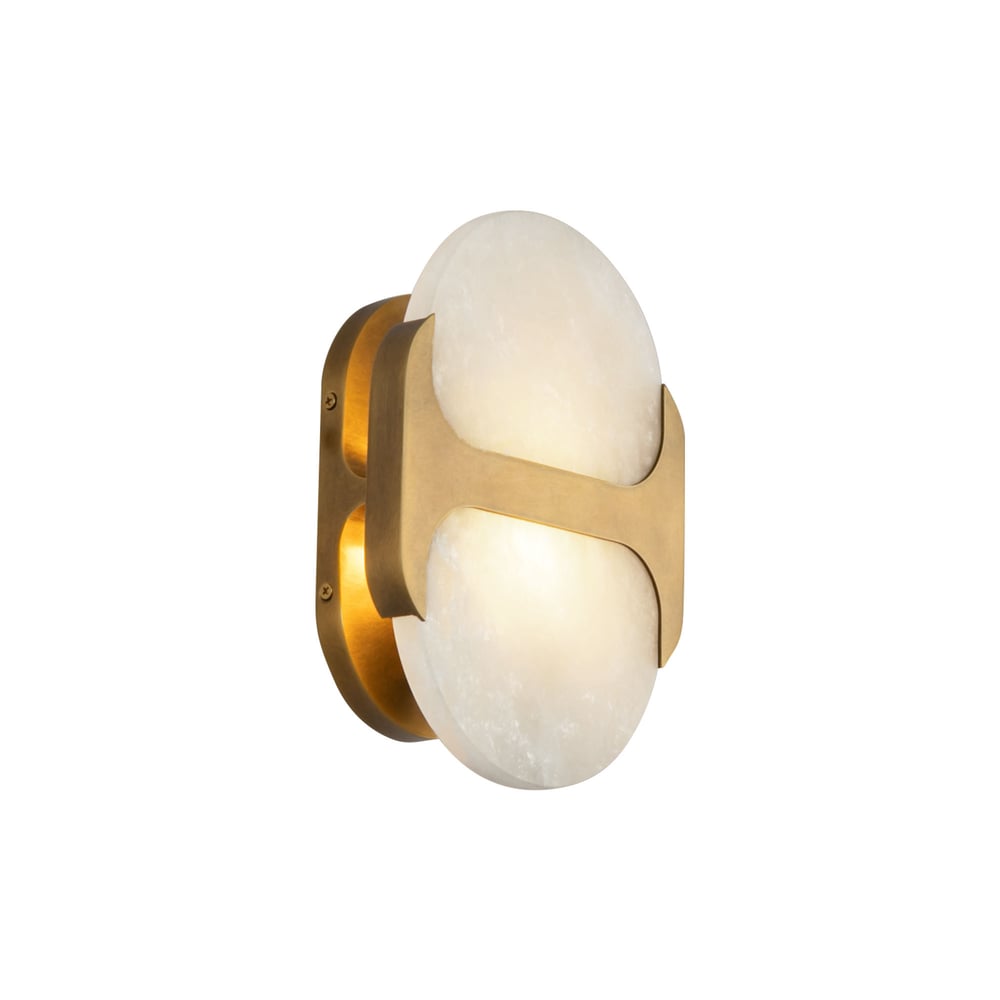 Odin Alabaster Wall Sconce in Brushed Brass | Modern Wall Lighting