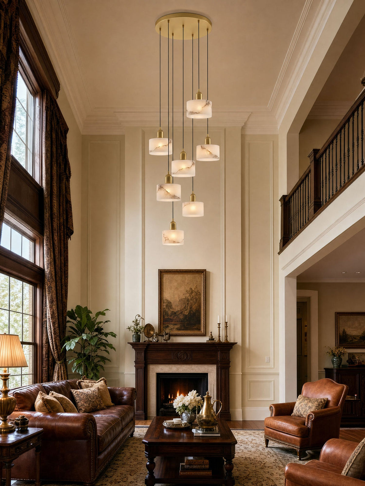 Odyssey Alabaster Pendant Light – Natural Stone & Brass Modern Hanging Lamp