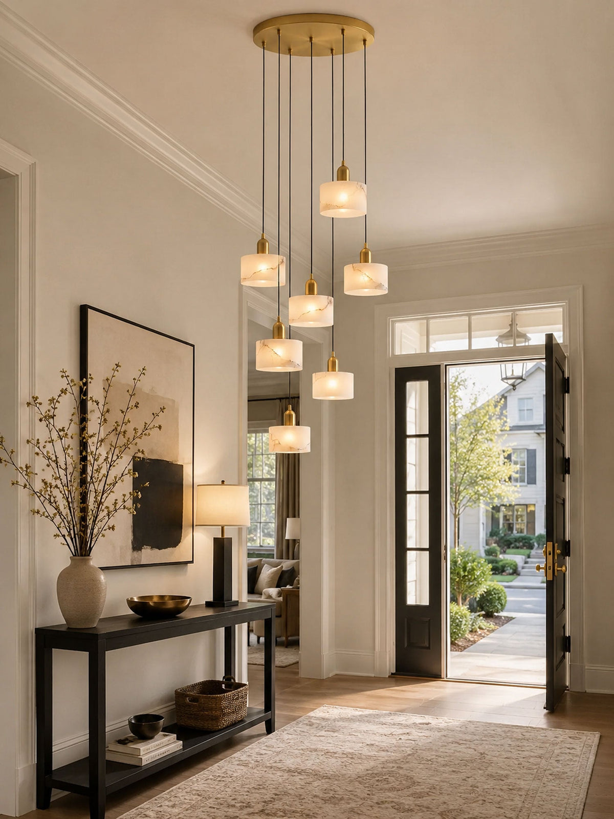 Odyssey Alabaster Pendant Light – Natural Stone & Brass Modern Hanging Lamp