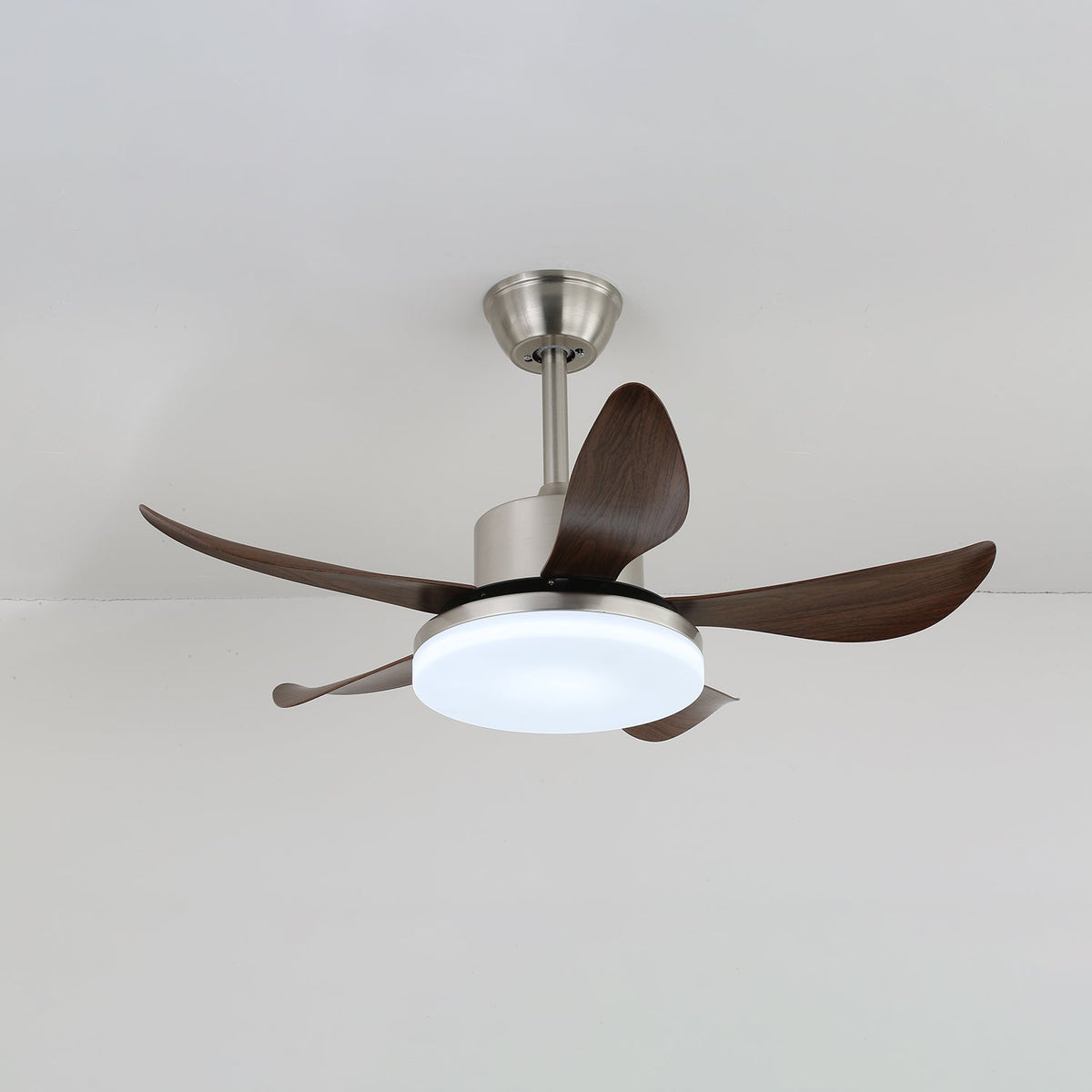 Oliver Ceiling Fan Light with Walnut Blades and Integrated LED