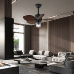 Oliver Gale Ceiling Fan Light with Industrial Cage and Walnut Blades