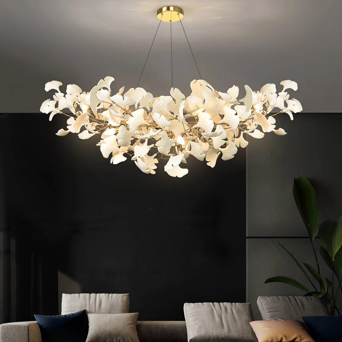 Modern Minimalist Ceramic Ginkgo Leaf Art Chandelier