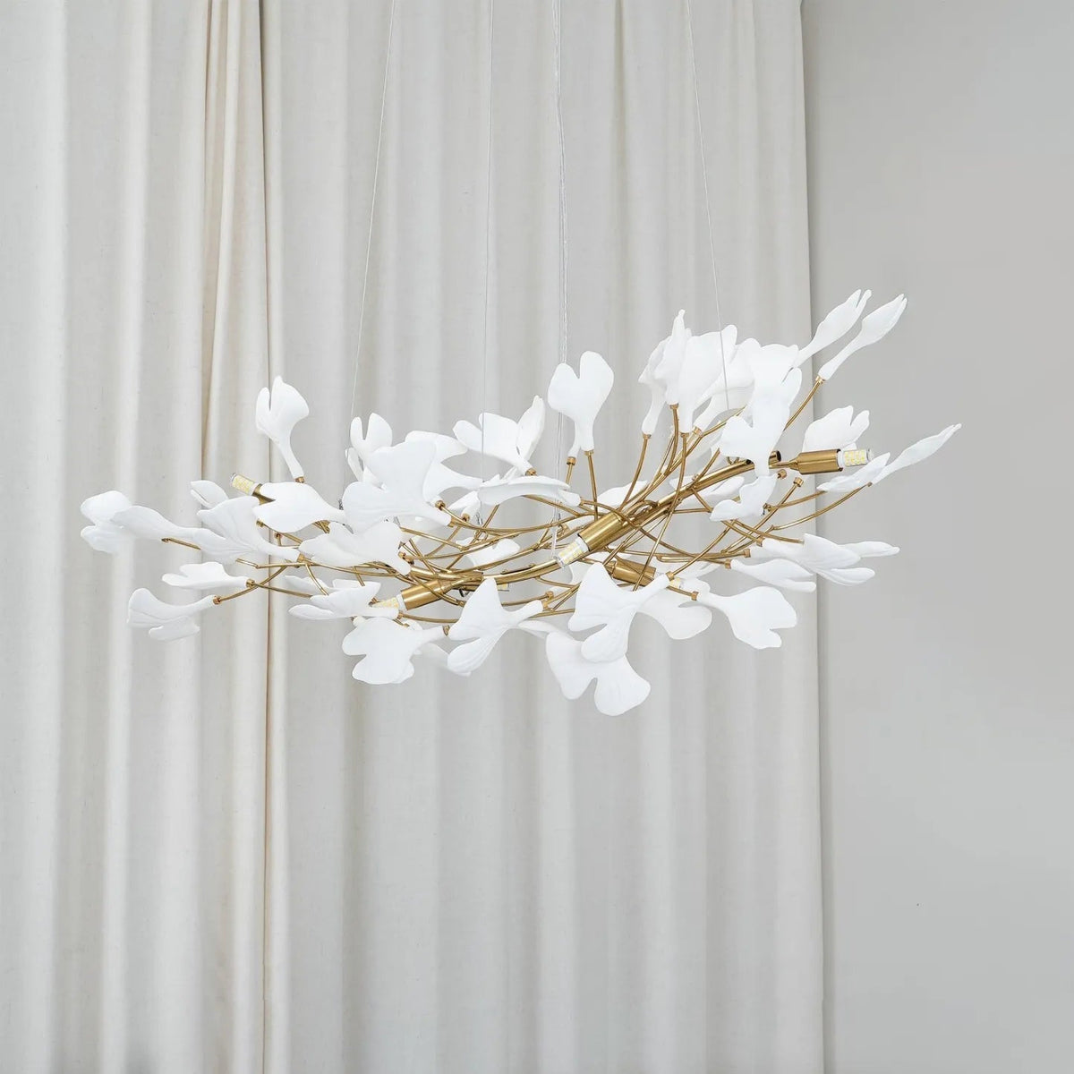 Modern Minimalist Ceramic Ginkgo Leaf Art Chandelier