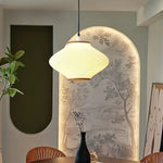 Olivra Fabric Pendant Light with Walnut Wood Accents for Dining and Living Spaces