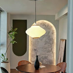 Olivra Fabric Pendant Light with Walnut Wood Accents for Dining and Living Spaces