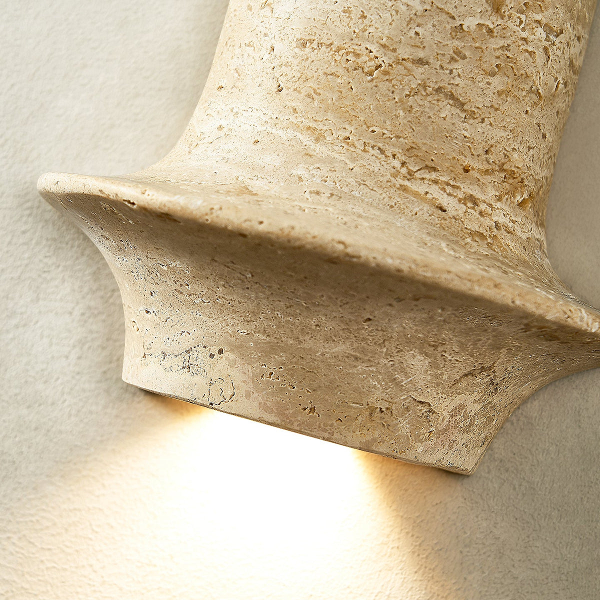 Olyndra Travertine Wall Sconce | Sculptural Stone Lighting for Modern Interiors