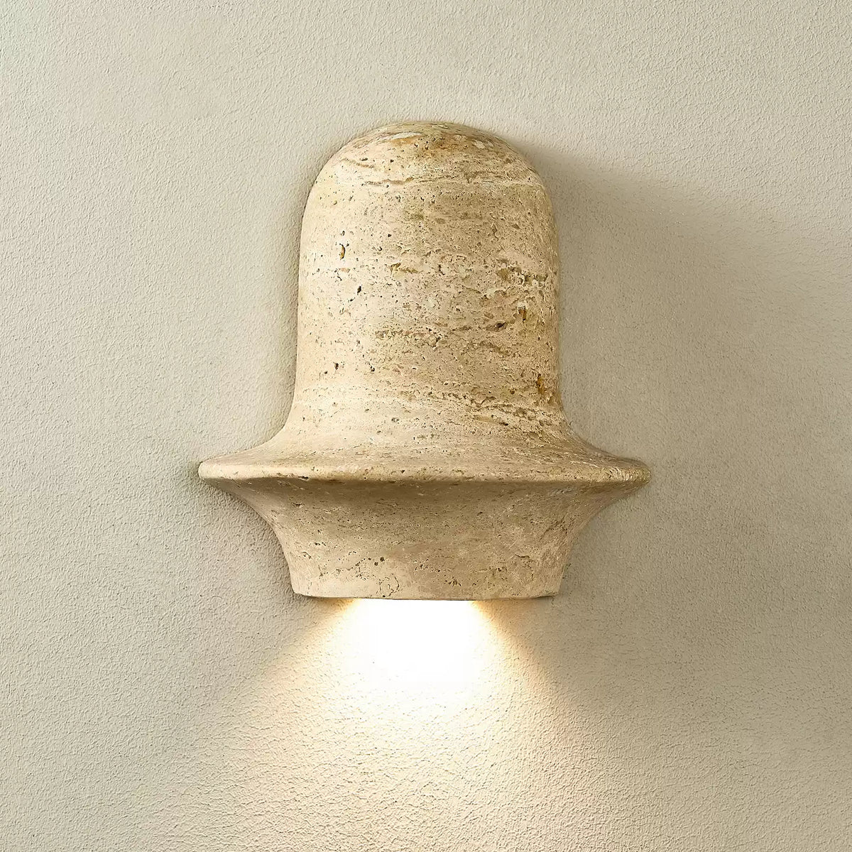 Olyndra Travertine Wall Sconce | Sculptural Stone Lighting for Modern Interiors