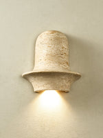 Olyndra Travertine Wall Sconce | Sculptural Stone Lighting for Modern Interiors