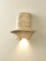 Olyndra Travertine Wall Sconce | Sculptural Stone Lighting for Modern Interiors