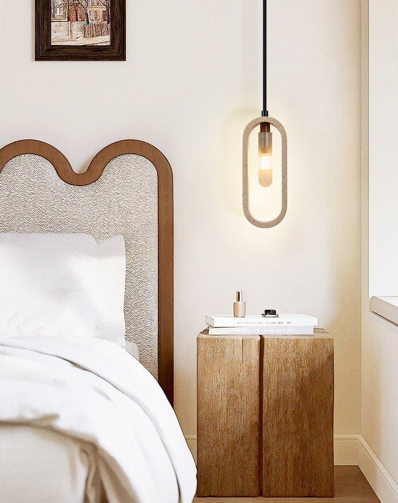 Onda Travertine Pendant Light – Natural Stone Oval Pendant Lamp