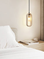 Onda Travertine Pendant Light – Natural Stone Oval Pendant Lamp