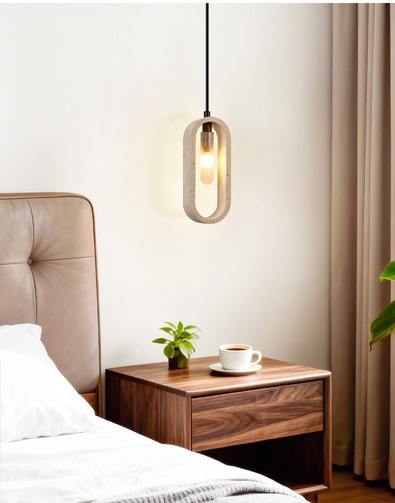 Onda Travertine Pendant Light – Natural Stone Oval Pendant Lamp