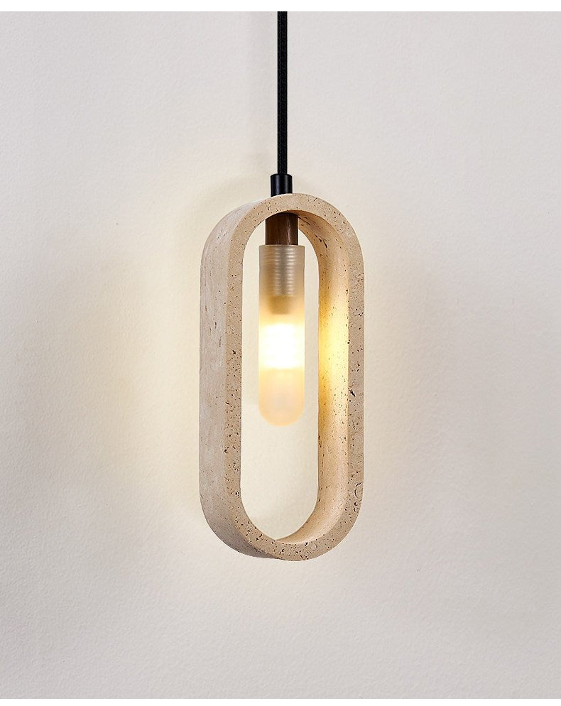 Onda Travertine Pendant Light – Natural Stone Oval Pendant Lamp