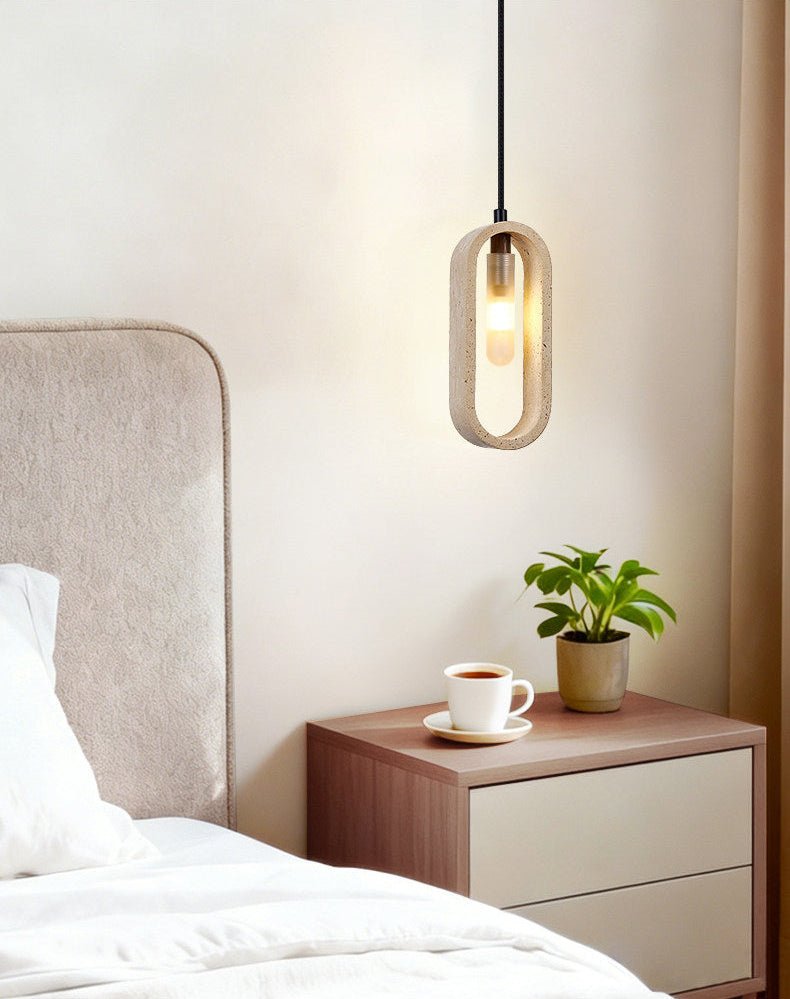 Onda Travertine Pendant Light – Natural Stone Oval Pendant Lamp