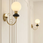 Onyx Plug-in Wall Sconce with Green Glass Shade in Gold Finish