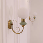 Onyx Plug-in Wall Sconce with Green Glass Shade in Gold Finish