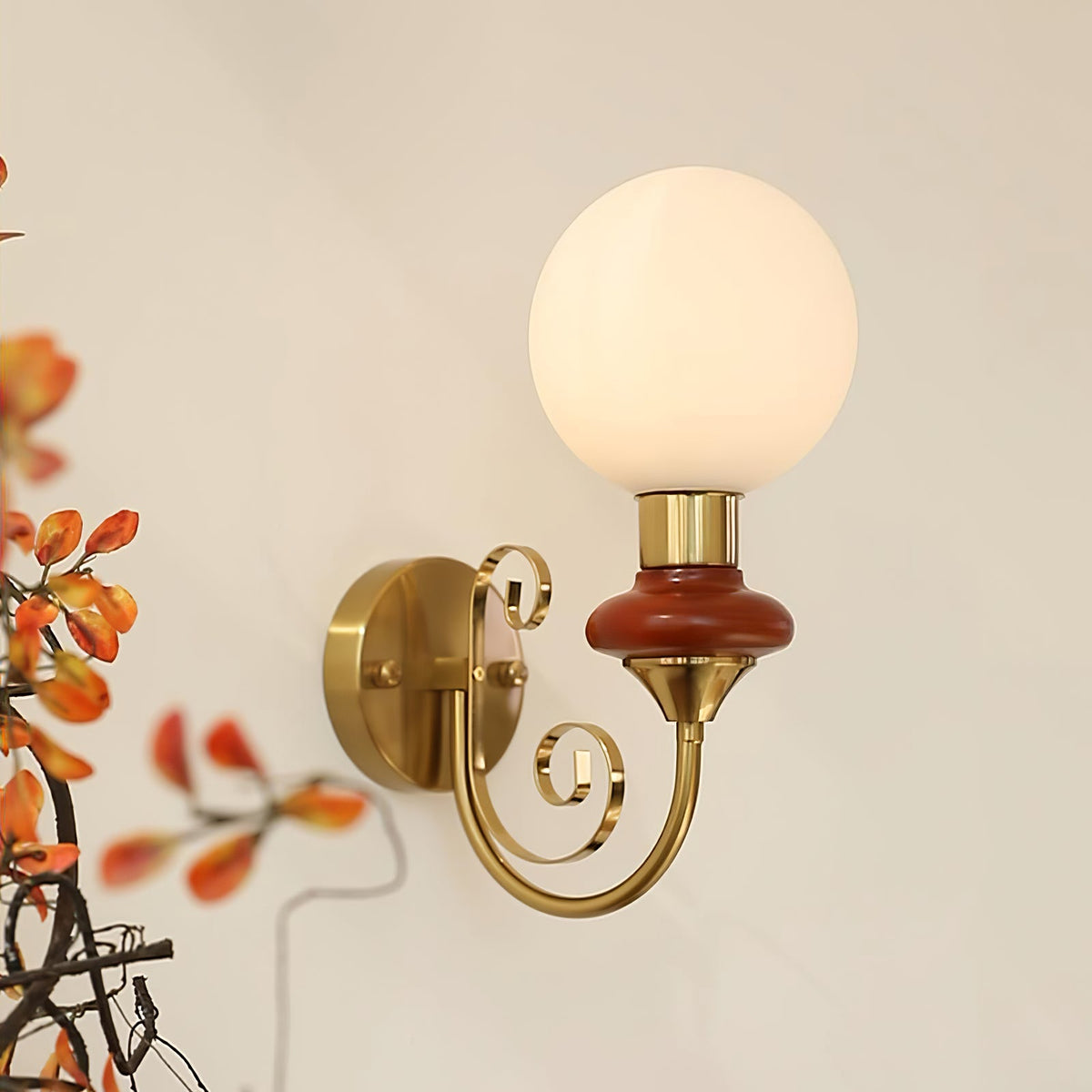 Onyx Plug-in Wall Sconce with Green Glass Shade in Gold Finish
