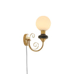 Onyx Plug-in Wall Sconce with Green Glass Shade in Gold Finish