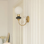 Onyx Plug-in Wall Sconce with Green Glass Shade in Gold Finish