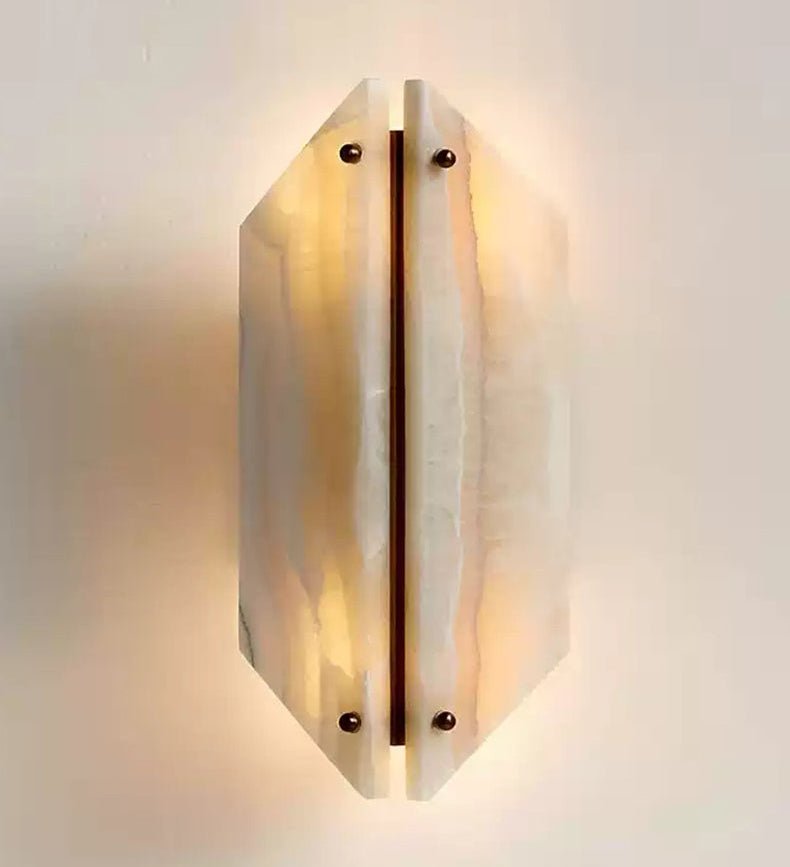 Onyxa Crest Alabaster Wall Sconce – Modern LED Wall Light for Bedroom & Living Room