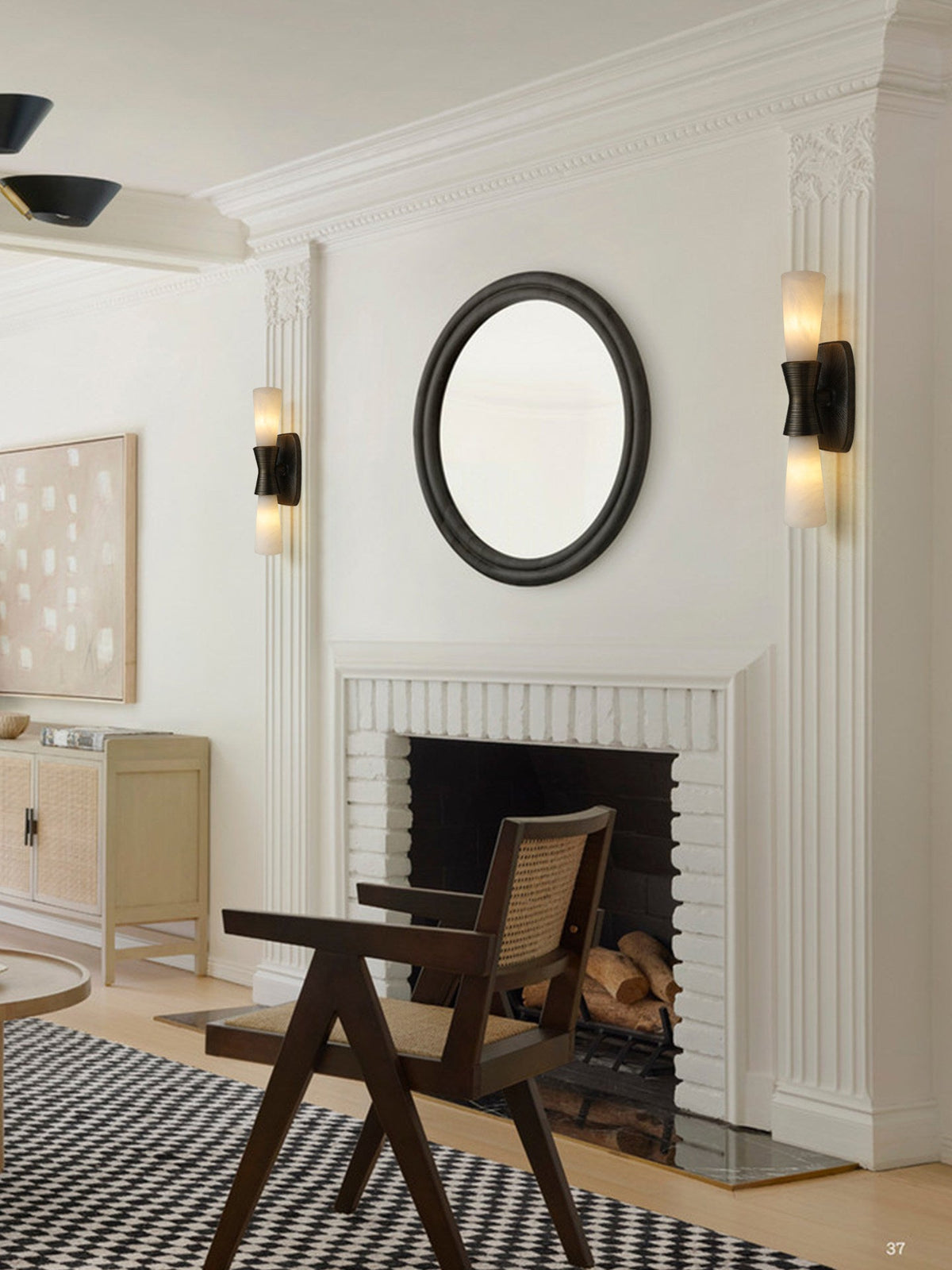 Opal Alabaster Twist Wall Sconce in Bronze Finish