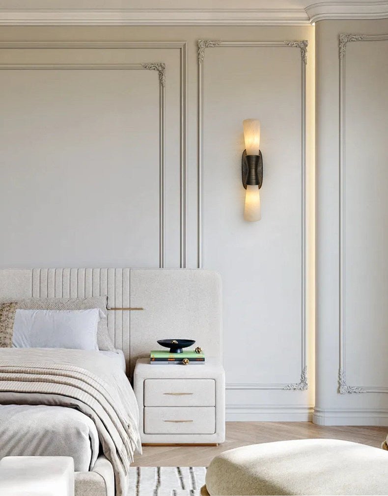 Opal Alabaster Twist Wall Sconce in Bronze Finish