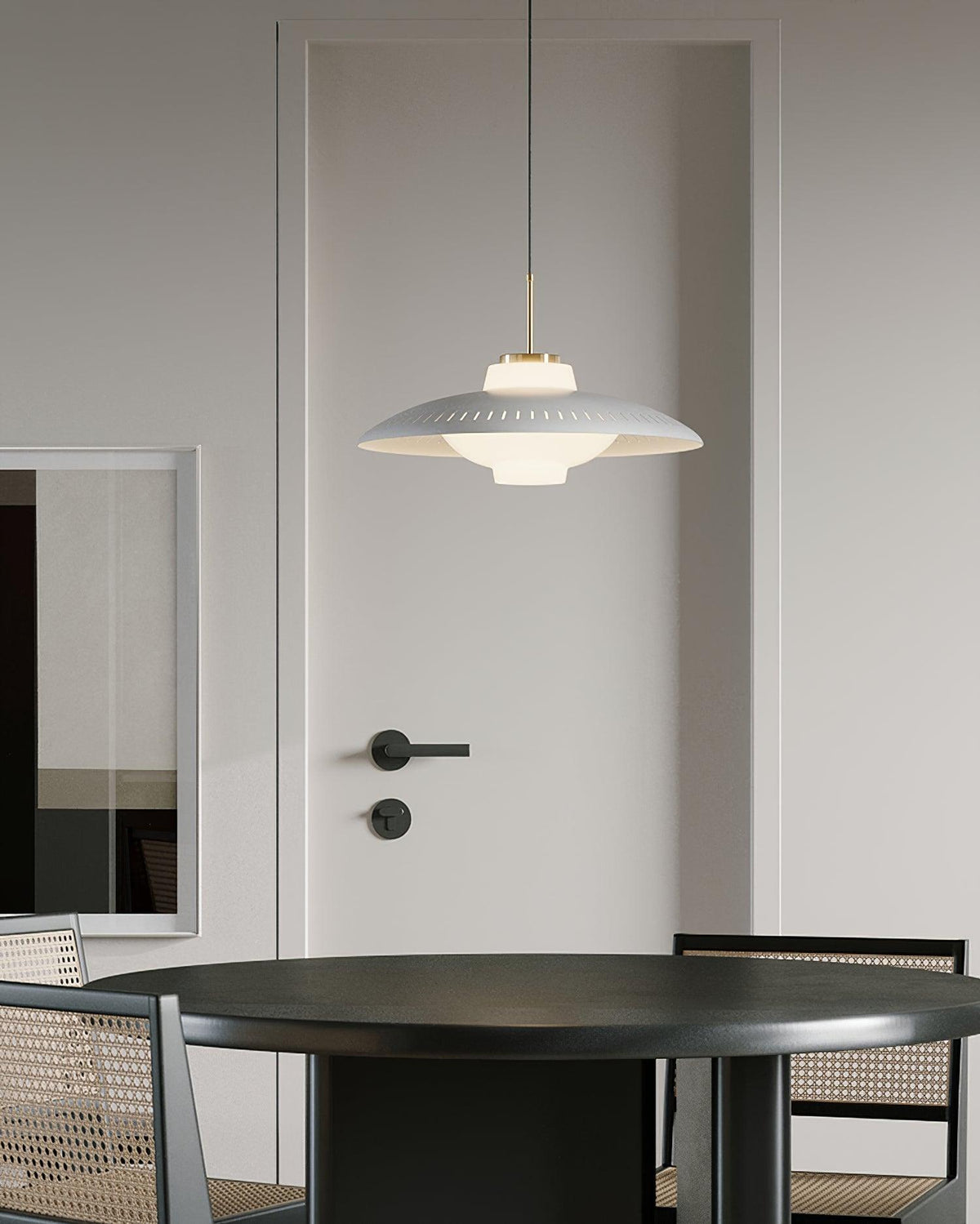 Opal Shade Pendant Light – Modern Glass & Metal Hanging Lamp for Dining Room