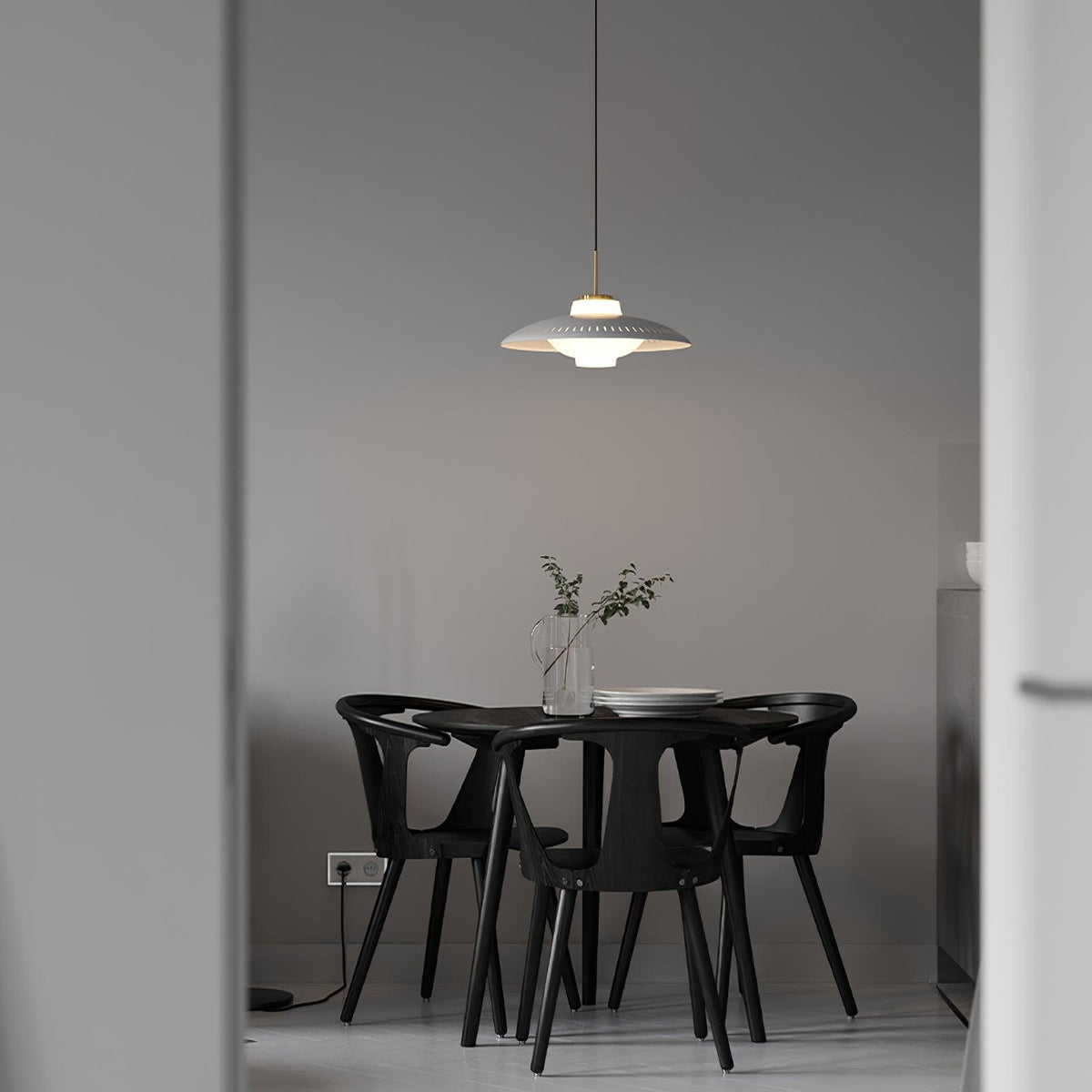 Opal Shade Pendant Light – Modern Glass & Metal Hanging Lamp for Dining Room