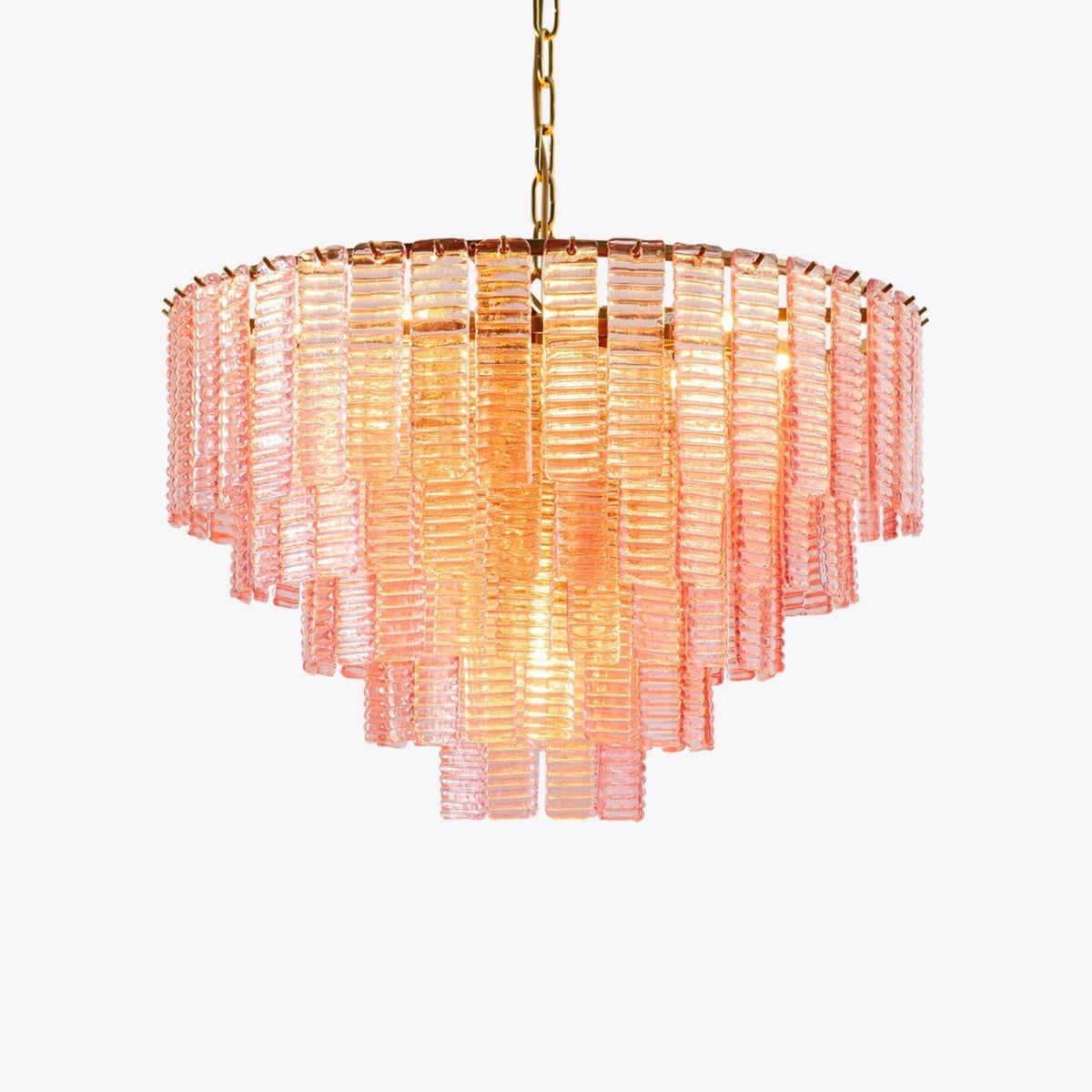 Opalora Pink Glass Chandelier | Murano-Style Gold Accent Lighting