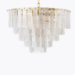 Opalora Pink Glass Chandelier | Murano-Style Gold Accent Lighting