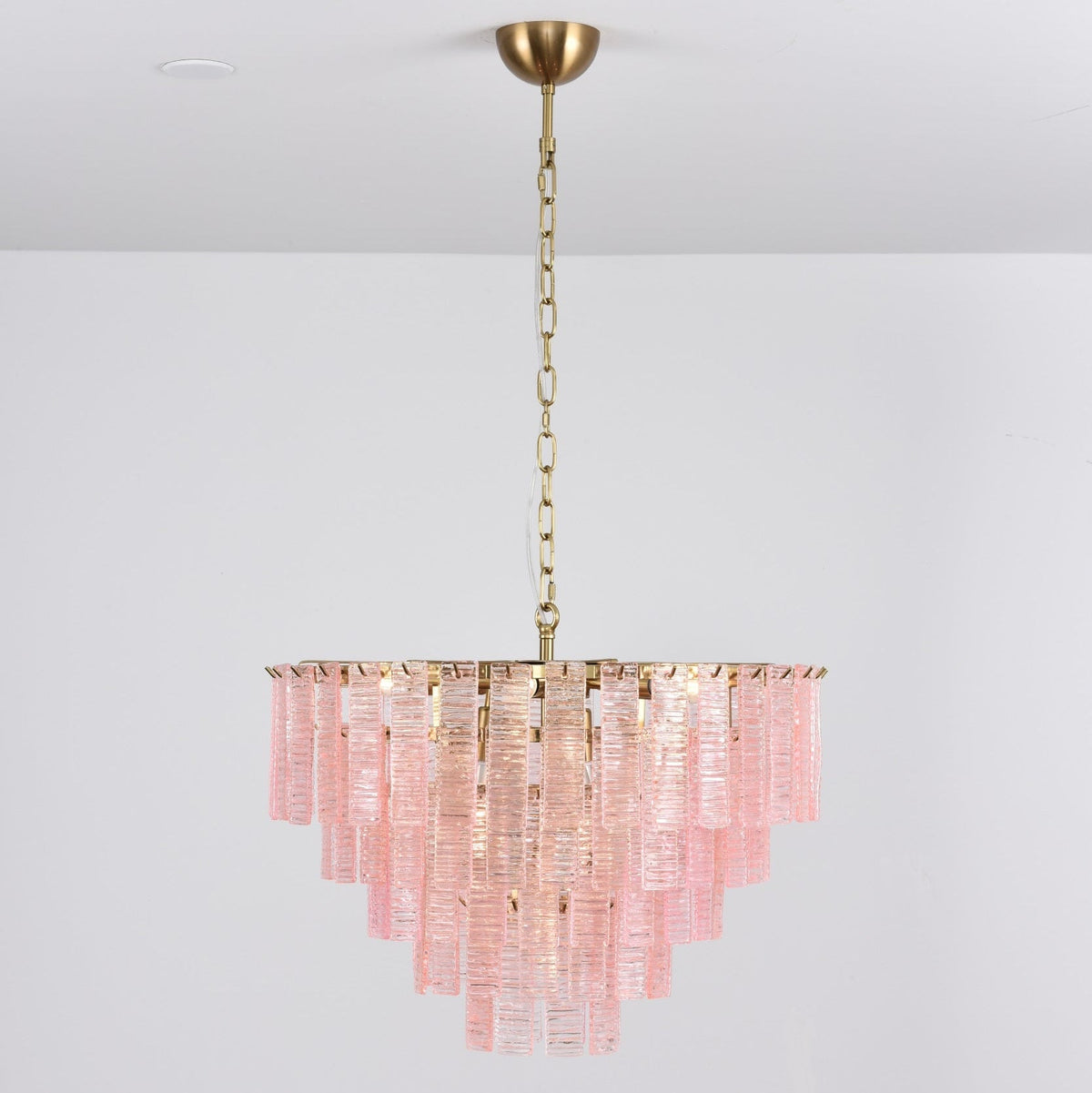 Opalora Pink Glass Chandelier | Murano-Style Gold Accent Lighting