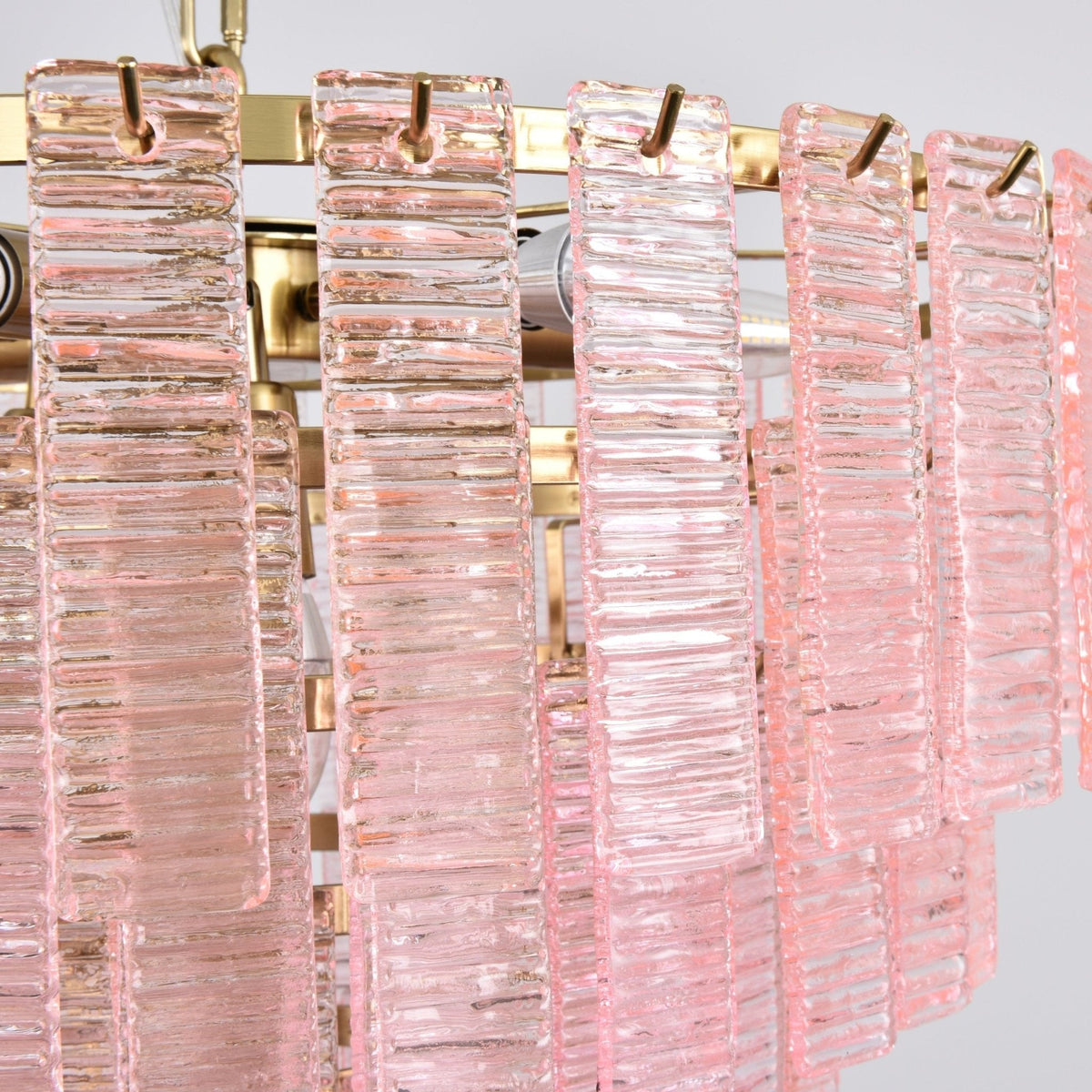 Opalora Pink Glass Chandelier | Murano-Style Gold Accent Lighting