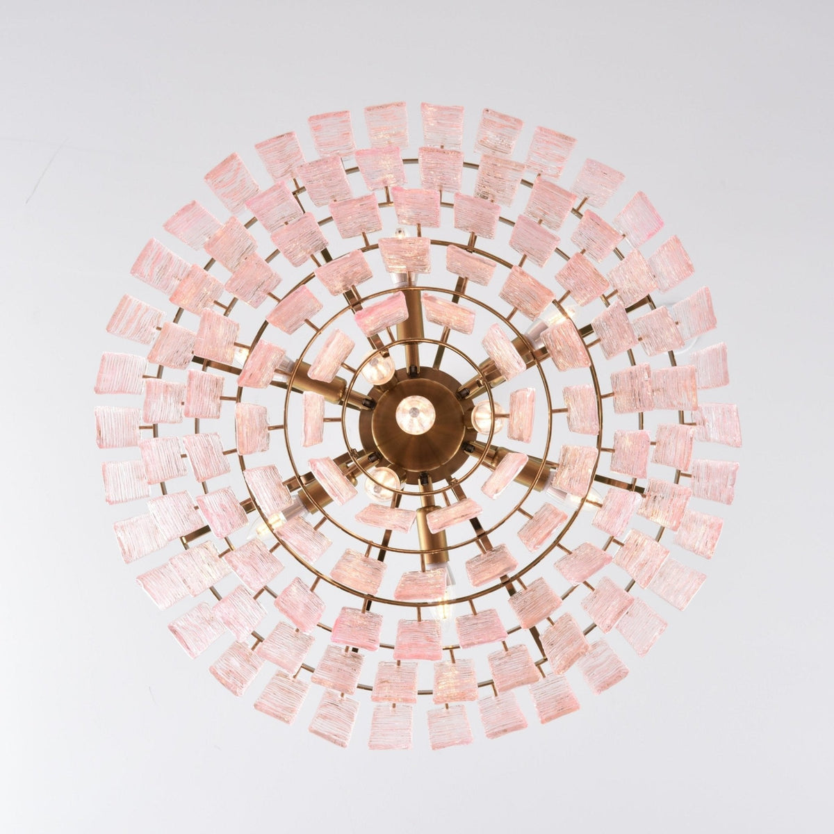 Opalora Pink Glass Chandelier | Murano-Style Gold Accent Lighting
