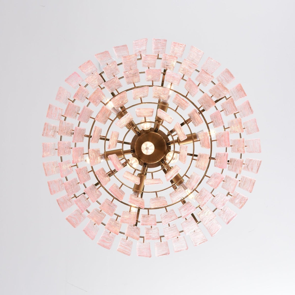 Opalora Pink Glass Chandelier | Murano-Style Gold Accent Lighting