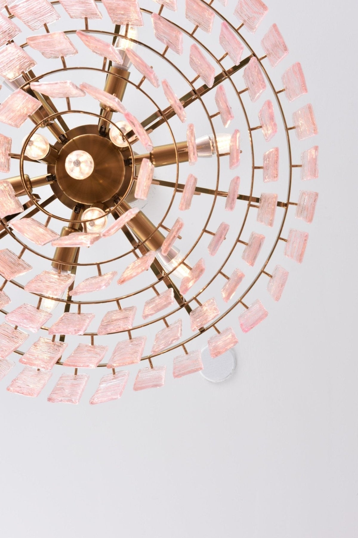 Opalora Pink Glass Chandelier | Murano-Style Gold Accent Lighting