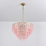 Opalora Pink Glass Chandelier | Murano-Style Gold Accent Lighting